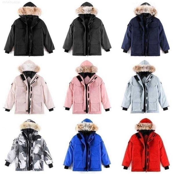 Parkas para hombre Ropa de abrigo Abrigos de invierno de chaqueta canadiense Deportes al aire libre Goose Windbreak Parker Cuello largo Sombrero Real Lobo Piel Piel Piloto Chaquetasnfnz