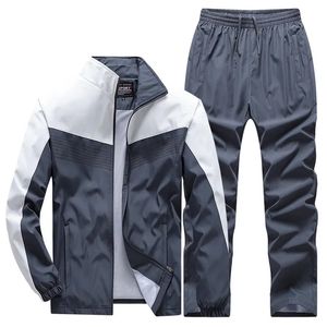 Mens Patchwork Tracksuit SweatshirtsSweatPants Sets Autumn Quality Man Gym Joggers pullover broek Streetwear 2 stks set 240516