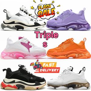 Designer 17fw Triple S Men Dames Casual schoenen Sneakers Platform Tan Clear Sole Zwart Wit Gray Red Pink Blue Royal Neon Green Mens Trainers Sportsneaker schoen