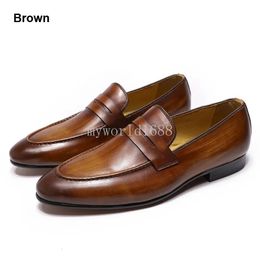 Hommes Penny mocassins chaussures en cuir véritable en cuir élégant fête de mariage tenue décontractée chaussures marron noir chaussures pour hommes