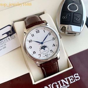 Regarder de phase masculine célèbre horloger de loisirs lunar mâle mâle à courroie automatique multifonctionnelle en cuir mécanique étanche montres