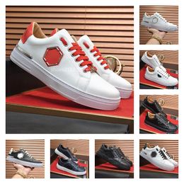Mens Pilip Plein Chaussures Low-tops Lace-Up Luxury Designer Fashion Athleisure Chaussure Philip High Quality Leather Skulls Match Sneum