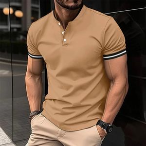 Heren Effen Platte Kraag Rits POLO Shirt Zomer Effen Kleur Korte mouwen Top T-shirt Shads Slanke Zakelijke Herenkleding 240307