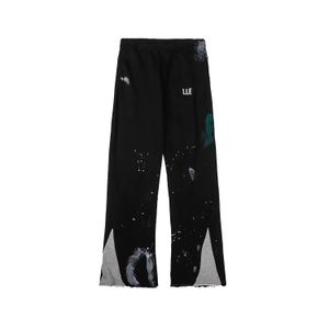 Pantalons de survêtement rembourrés de haute qualité pour hommes Pantalons de survêtement décontractés Los Angeles Vintage Hommes Femmes Jambe large High Street Speckle Graffiti Long Tube droit