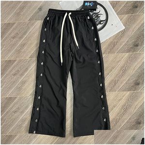 Mens Plus size broek echte foto's nylon pannen met rechte losse knop high street 1 zwarte en joggingbroek drop levering kleding dhknz