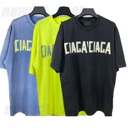 T-shirt de luxe pour hommes, grande taille, chemises décontractées en coton, ample, surdimensionné, classique, grande lettre décalée, faire vieux dos paris streetwear tee tops XS S M L