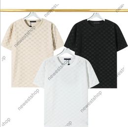 Mens Plus Tees Designer Men T-shirt décontracté broderie Géométrique Square Grid T-shirts Crew Neck Knitwear Top Tee XXXL 3XL