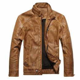 Mens Plus Veet Hombres Invierno Cálido Motocicleta Abrigo de cuero engrosado Hombre Abrigo de cuero Hombres Moto Biker Riding Fleece Chaqueta de cuero 85bY #