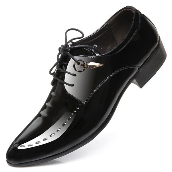 Robe à bout pointu pour hommes, chaussures italiennes en cuir verni, chaussures de bal pour hommes, chaussures en peau de Crocodile, 2020