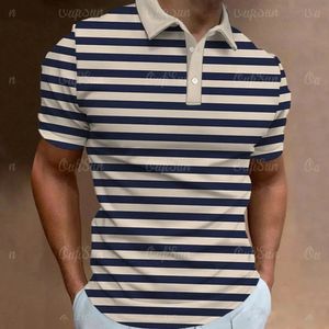 Polo pour hommes 3D Chemises à manches courtes rayées Vêtements de design de mode Polo décontracté surdimensionné Street mâles T-shirts lâches 240517