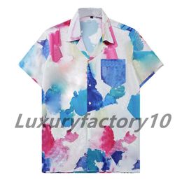 Polo pour hommes Vêtements Vêtements de plein air T-shirts respirants Plaid Tie Dye Lettre Imprimer Hommes Tops SummerCasual Cardigan T-shirts à manches courtes