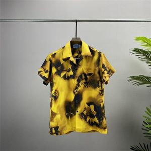 Polo pour hommes chemise de créateur col en v chemise de Bowling en soie chemise de Graffiti décontractée chemise habillée à manches courtes pour hommes M-3XL 58