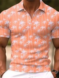 Heren Polo Shirt Golfshirt Kokosboom Grafische afdrukken Turndown Outdoor Street Korte mouwen Button-Down Afdrukkledingkleding 240524