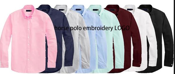 Polo para hombre pequeño caballo Bordado LOGOTIPO Manga larga Color sólido Slim Fit Casual Hombres de negocios Camisas ropa de alta calidad 9 COLORE