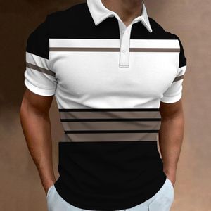 Mens Polo Stripe Imprimes simples Vêtements masculins Summer Casual Short Short Fashion Fashion Breath Sweethirt 240417