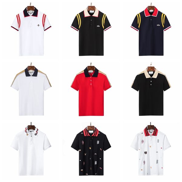 Camisas de polo para hombre Camiseta de diseñador High Street Polos de solapa de color sólido Impresión de calidad superior Ropa de algodón Camisetas Polos más tamaño insignia decoración #SHOP7