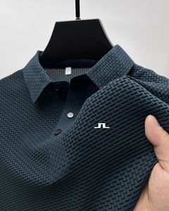 Polos para hombre 2023 Verano Hombres Lopup Hollow Manga corta J Lindeberg Polo Camisa Seda de hielo Transpirable Moda de negocios Camiseta Ropa masculina lu'l'y230815