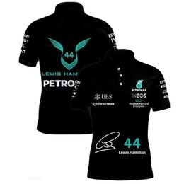 Polos para hombre 2024 F1 Uniforme del equipo de manga corta Polo No. 44 Traje de carreras de Fórmula Uno Traje de ciclismo Moto de secado rápido Camiseta para fanáticos de carreras