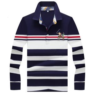 Heren Polos herfst Winter Polo Shirt Hoogwaardige merk Katoen Heren Business Casual Striped Solid Men Clothing 221121