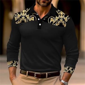 Polos pour hommes Boutons Polo Chemises imprimées Chemises décontractées à manches longues Mode Blouse en maille Vêtements d'été T-shirts surdimensionnés Haut respirant 231006