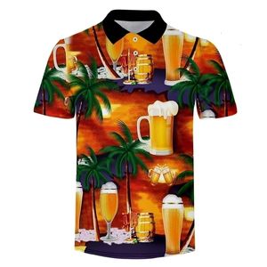 Heren Polos Casual Hawaiiaans bier kokosnootboommerk Polo shirt Men Men lange mouwen topsfashion kleding ademende sportkleding comfortabel 221122