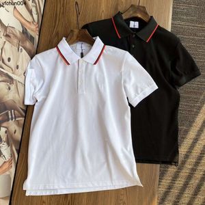 Polos pour hommes classique lettre broderie motif rayé hauts à la mode polos de haute qualité personnalisé manches courtes occasionnelles M-3XL Ooj3