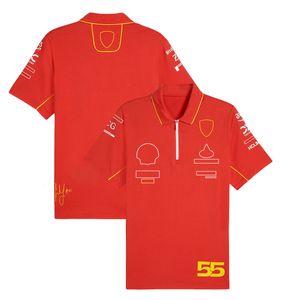 Mens Polos F1 2024 T-shirt Team New Formula 1 Racing Mens Polo T-shirt Motorsport n ° 16 et n ° 55 Fans de t-shirts rouges