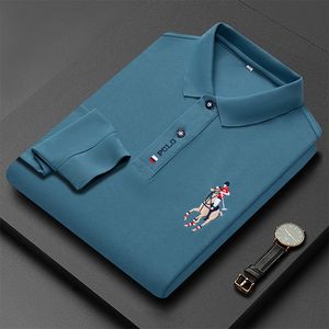 Herenpolo's Mode Geborduurd POLOshirt met lange mouwen Effen kleur Revers Business Casual 230421