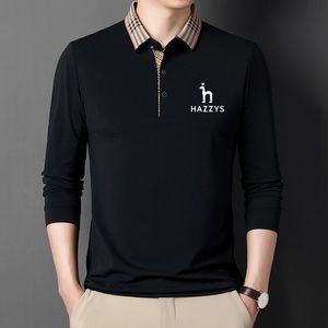 Polos pour hommes Mode Vêtements pour hommes Polos en coton Printemps Automne T-shirt à manches longues Hazzys Hommes Revers Tops Business Casual Fit Jersey 230830