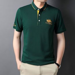 Heren Polo Mode Mannen Zomer Korte Mouw Polo Shirts Streetwear Business Kantoor Revers Mannelijke Kleding Koreaanse Losse Borduren Casual Tops 230614