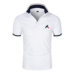 Polos pour hommes, chemise de Style Simple, à la mode, décontracté, revers, manches courtes, imprimé LE COQ, couleur unie, haut d'affaires, 230328