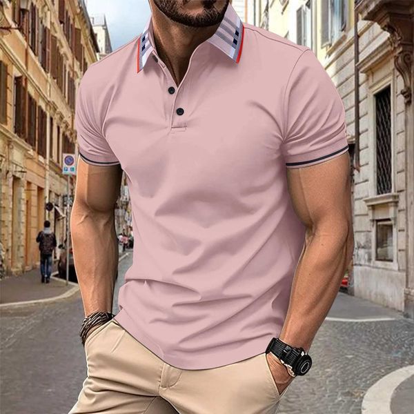 Polos pour hommes à la mode à la mode Polo à rayures Patch Patch Work Tshirt adapté aux rides d'affaires WearResicant dans la rue portant des hommes décontractés topl24