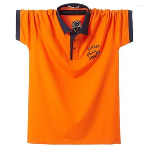Heren PoloS Fat Guy Plus Size 4xl 5xl 6xl 95% katoenbedrijf Polo shirt met korte mouwen Polo shirt mannen comfortabel elastisch Corlorful Navy Blue Orange