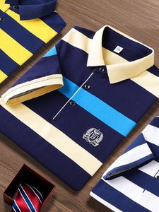 Heren Polos GA Brand Striped Mens Polo Shirt Business Cotton Summer Casual T -shirt klassieke geborduurde jurk Top Fashionable Social 230718