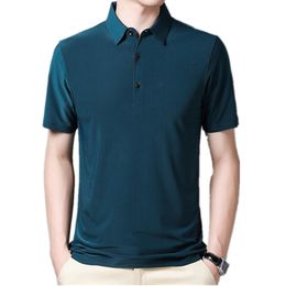 Heren polo's revers effen kleur ijs zijde los POLO shirt korte mouw T-shirt 230614