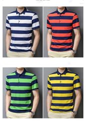 Mens Polos Polo ShirtsBusiness Stripespolos Hombrebusiness Lapelmens Clothing Shirtscotton tops Koreaanse mode