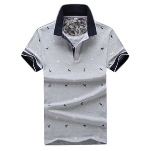 Polos pour hommes chemise imprimée dessin animé coton à manches courtes col montant mâle grande taille t-shirt M-4XL