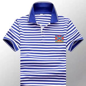 Polos Menos Russian Naval Jack Flag Sailor Polo rayé Polo Navy Telnyashka à manches courtes T-shirt en coton