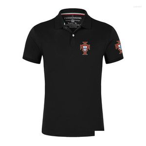 Mens Polos S voetballer Portugal 2023 Zomer Ademende vaste kleur shirts afdrukkende korte mouw comfortabele tops kleding drop dhsez