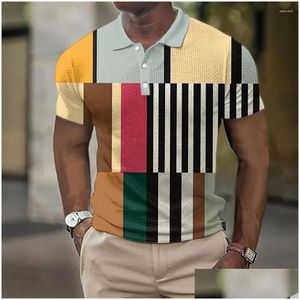 Polos pour hommes S Shirt Fashion Stripes Chemises imprimées Casual Manches courtes Summer Mesh Blouse Vêtements surdimensionnés T Drop Livraison Vêtements Te Dhzxf