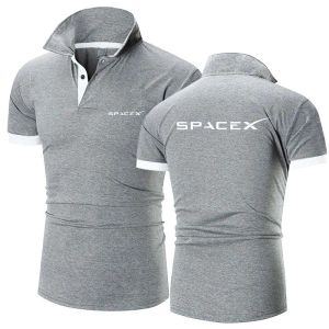 Heren Polo's S Spacex Space X Logo 2022 Kwaliteit Effen Kleur Shirts Katoenen Shorts Mouw Casual Modieuze Zomer Revers Topmens Drop Del Dh9Sj