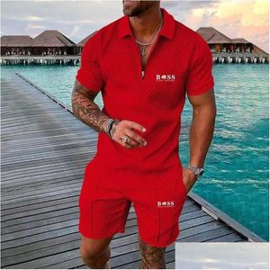 Polos pour hommes S Sports Beachwear Casual Streetwear 3D Impression numérique Chemise à manches courtes Shorts Vêtements de sport d'été Porter Drop Delivery Appar DHS3L