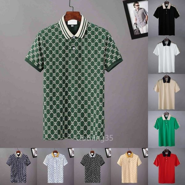 Camiseta de polos polos strip stripe thirts serpiente bee bordado floral manga corta elástica y camiseta transpirable High street Horse asiático M-3XL Múltiples opciones