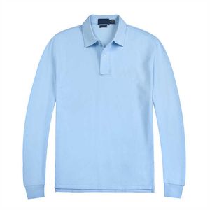 Polos pour hommes chemises à manches longues chemisier T-shirt Design vêtements de couleur unie bouton de cou tout-match printemps et automne décontracté homme haut coton Polo petit cheval 225