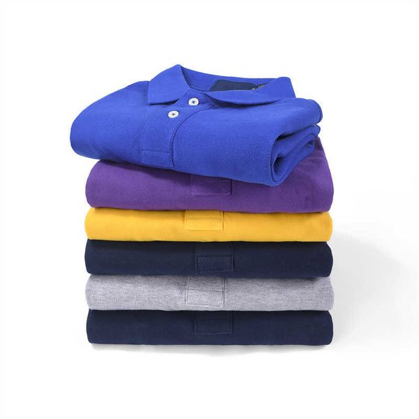 Polos para Hombre Camisas Blusa De Manga Larga Diseño De Camiseta Ropa De Color Sólido Botón De Cuello Todo Fósforo Primavera Y Otoño Casual Hombre Top Polo De Algodón Caballo Pequeño 49