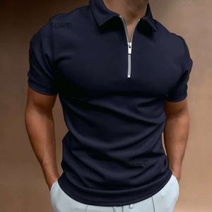Heren Polo's Effen Kleur Poloshirt Korte Mouw Kraag Rits voor Mannen Casual Streetwear Zomer Mannelijke Tops 125