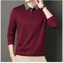 Heren Polo Lente en Herfst Lange Mouw T-shirt Losse Effen Polo Shirt Mode Straat Verschijnen Engeland Stylel Tops 230830