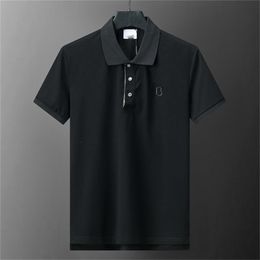 Polos pour hommes Summer Business HighEnd Couleur unie Haute qualité Polo à manches courtes Col à revers Hommes Mode Casual No Trace Impression A1