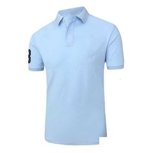 Mens Polos Summer Men Rl Big Pony 100% coton loisirs Top t-shirt Short Elegant Classic Horse Shirt Luxury Designer Golf Dr Otldy