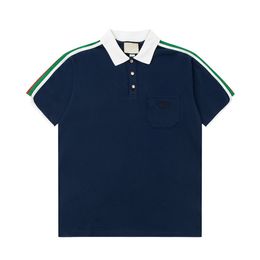 Polos pour hommes t-shirt mode broderie manches courtes hauts col rabattu t-shirt décontracté polos M-3XL #94